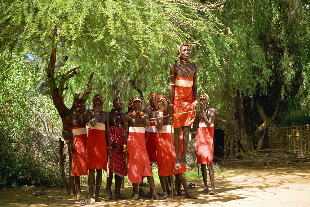 Samburu dancing, Kenya, East Africa, Africa