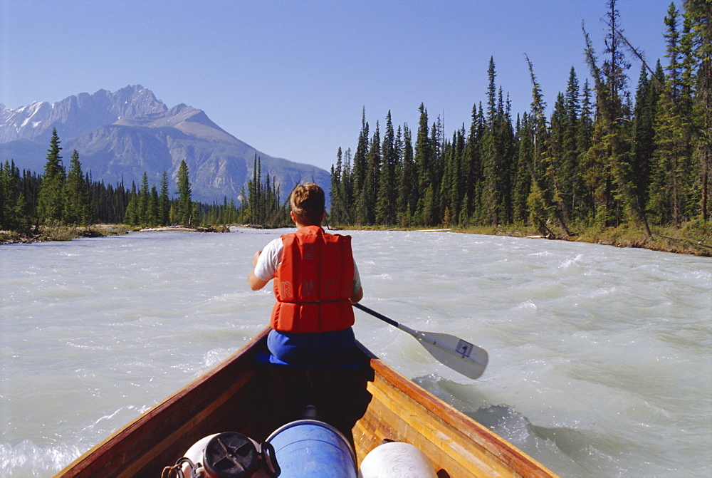 Canoe trip on the Kicking Horse River, British Columbia, Canada