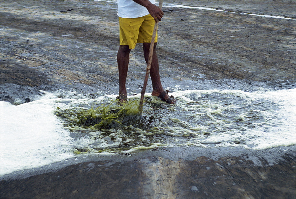 The world's largest natural pitch lake, 90 meters deep, Trinidad, West Indies, Caribbean, Central America