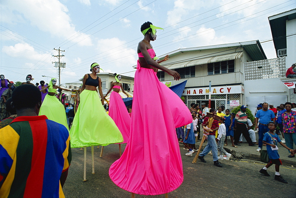 Women on stilts, Steel Band Festival, Point Fortin, Trinidad, West Indies, Caribbean, Central America