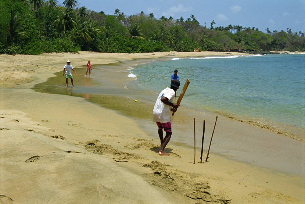 Cricket on the beach, Back Bay, Tobago, West Indies, Caribbean, Central America