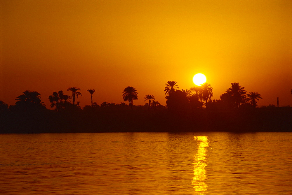 Sunset on the Nile, Luxor, Egypt, North Africa, Africa