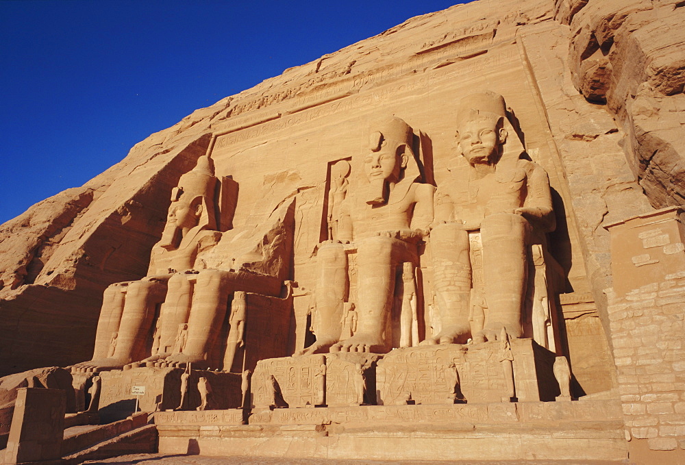 Temple of Re-Herakhte for Ramses II, was moved when Aswan High Dam was built, Abu Simbel, Egypt, North Africa