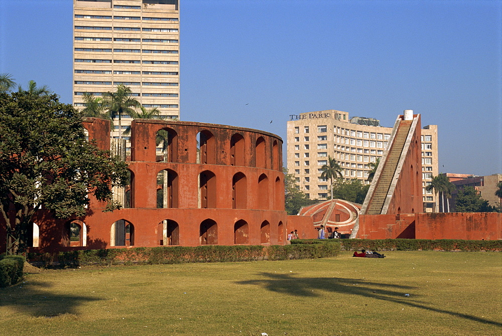 The Jantar Mantar, one of five observatories built by Jai Singh II in 1724, Delhi, India, Asia