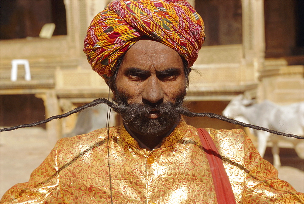 Man with very long moustache, Jaisalmer, Rajasthan, India