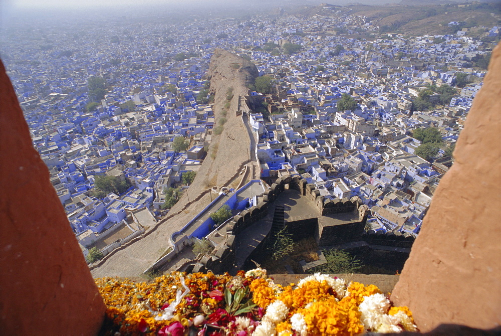 View from the fort to the blue quarter of Brahmin caste residents, Jodhpur, Rajasthan, India