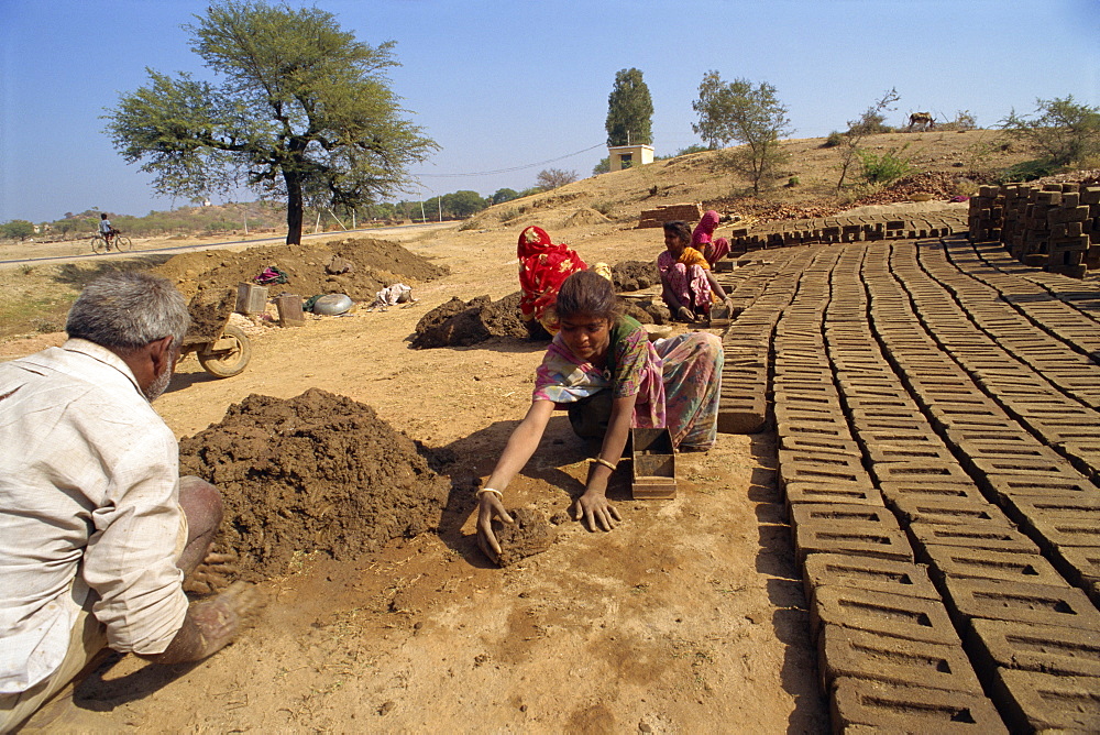 Brick making, Deogarh, Rajasthan state, India, Asia