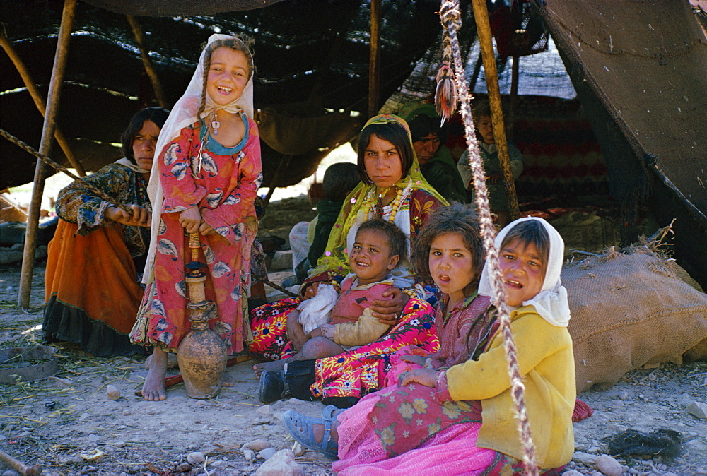 Qashqai women and children in camp, southern area, Iran, Middle East