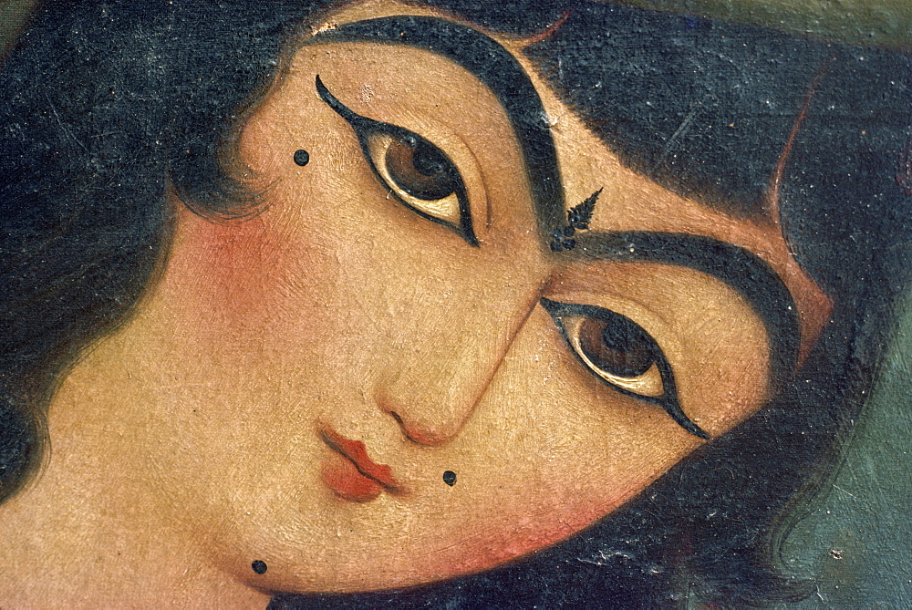 Close-up of Qajar painting, Shiraz Museum, Shiraz, Iran, Middle East