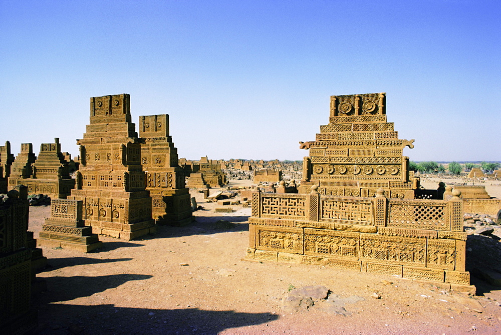 Carved sandstone, Chaukundi tombs, 15th-18th centuries, Sind (Sindh), Pakistan, Asia