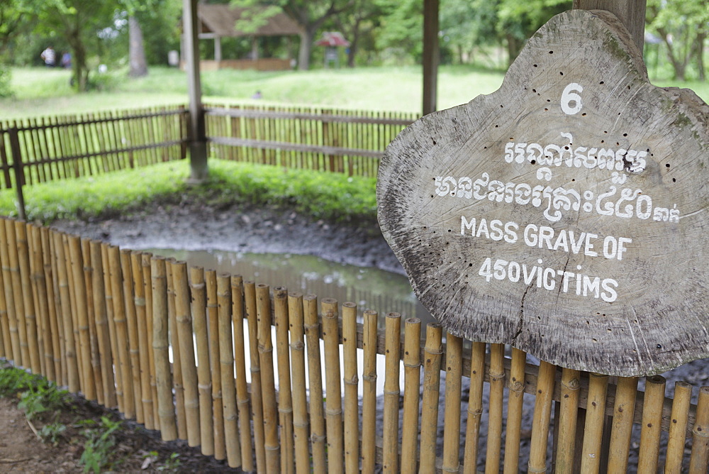 A mass grave of the victims of the Khmer Rouge, The Killing Fields at Choeung Ek, Cambodia, Indochina, Southeast Asia, Asia