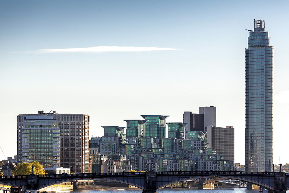 A view of St. Geroge's Wharf taken from Westminster Bridge, Vauxhall, London, England, United Kingdom, Europe