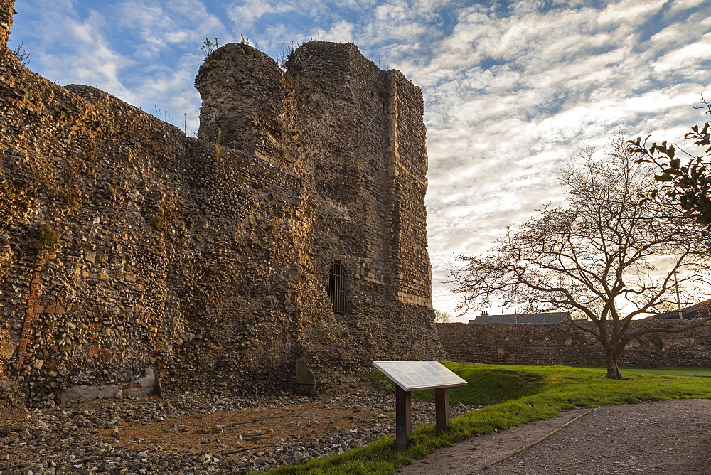 Canterbury Castle at dusk, Canterbury, Kent, England, United Kingdom, Europe