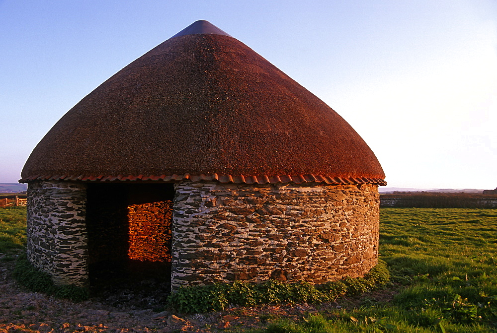 Restored thatched barn, Devon, UK