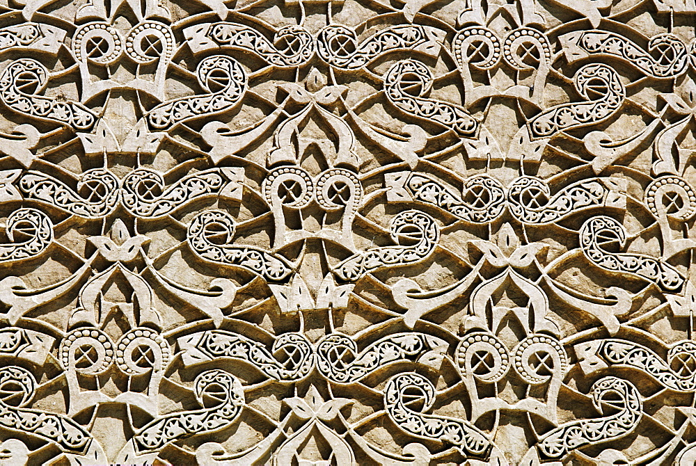 Architectural detail at Ben Youssef Medersa, Marrakesh, Morocco