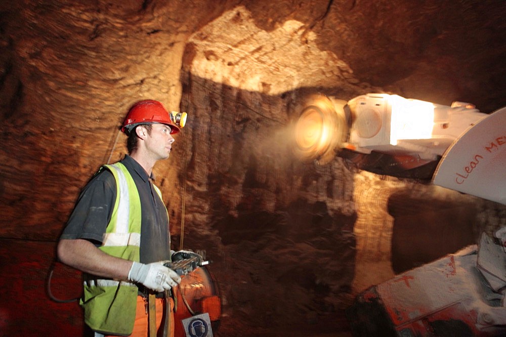 The mine uses the most sophisticated modern mining techniques to bring grit salt to the surface, including a laser guided JOY excavator and mechanical drills and lift.