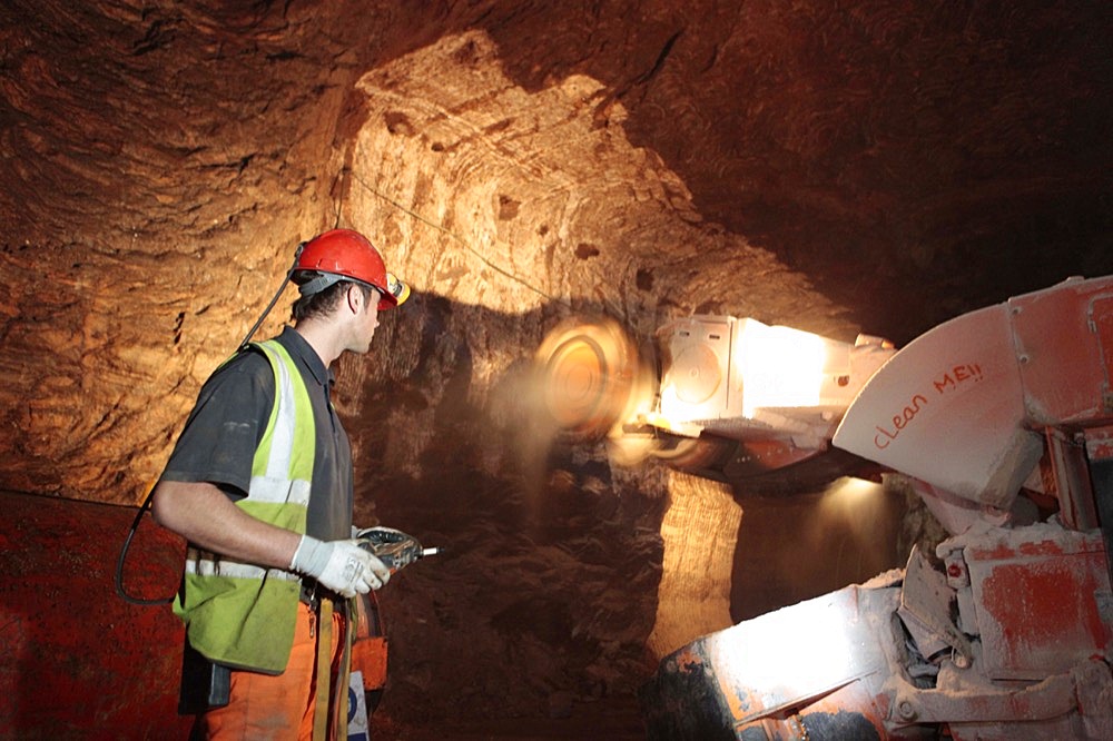 The mine uses the most sophisticated modern mining techniques to bring grit salt to the surface, including a laser guided JOY excavator and mechanical drills and lift.