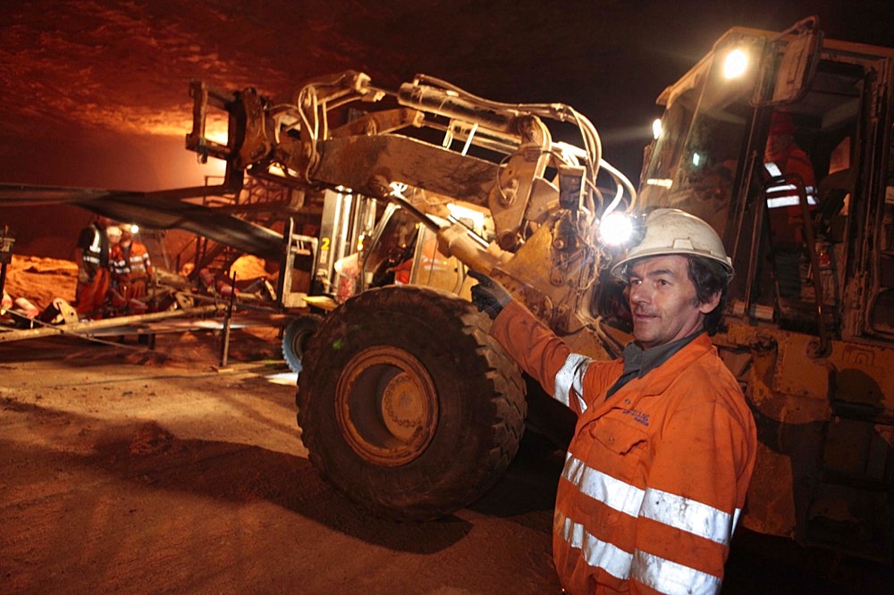 The mine uses the most sophisticated modern mining techniques to bring grit salt to the surface, including a laser guided JOY excavator and mechanical drills and lift.