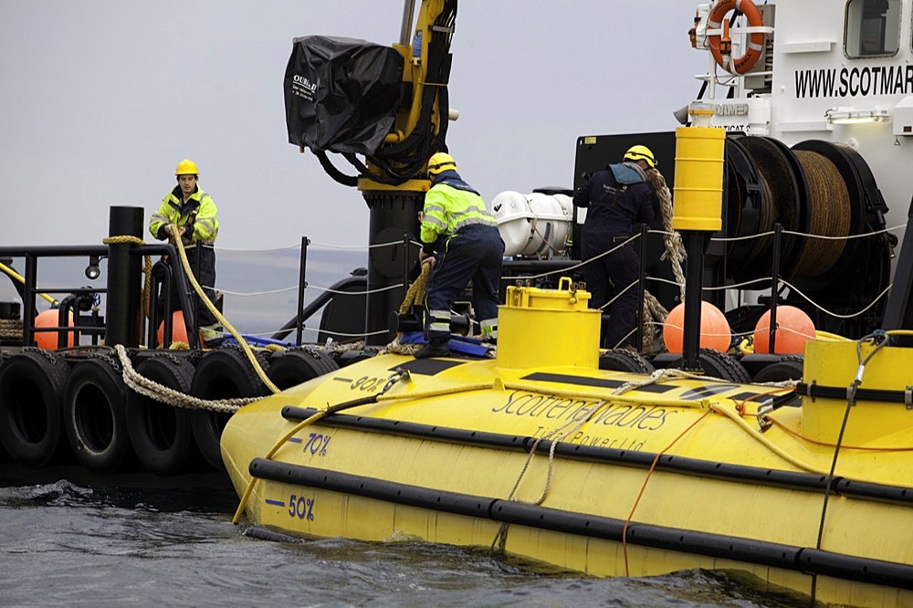 Orkney Islands Sept 2011 Wave and Tidal Power shoot - out testing with the Scotrenewables machine off Kirwall -  Scotrenewables Tidal Power Ltd is a renewable energy research and development business based in the Orkney Islands.