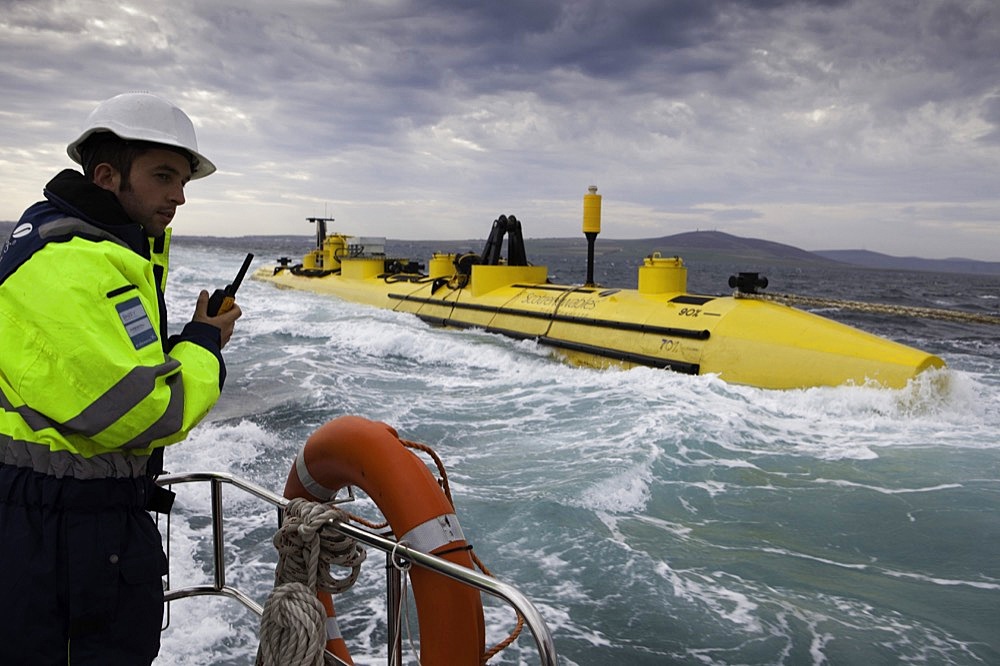 Orkney Islands Sept 2011 Wave and Tidal Power shoot - out testing with the Scotrenewables machine off Kirwall -  Scotrenewables Tidal Power Ltd is a renewable energy research and development business based in the Orkney Islands.