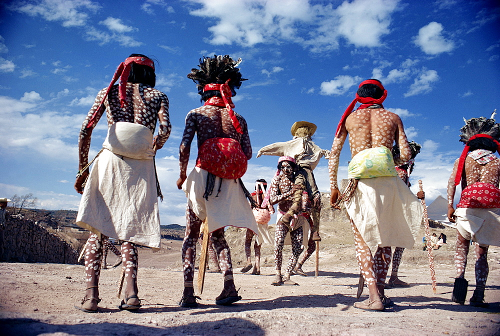 Tarahumara spotted dancers at Easter, from the Sierra Madre, in Mexico, North America 