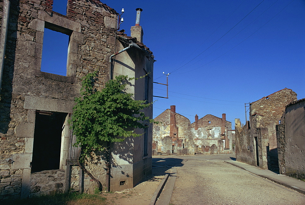 Oradour-sur-Glane, where 650 people were murdered by Germans in June 1944, the town was later burnt, Limousin, France, Europe