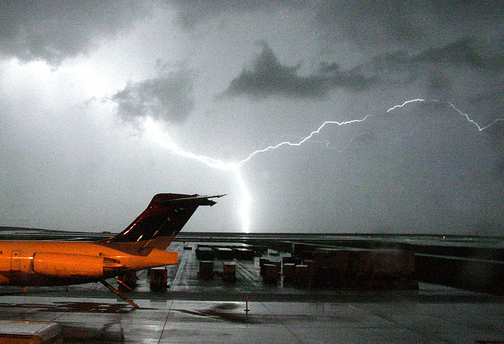 Lightning; Airplane; Denver Airport; Colorado