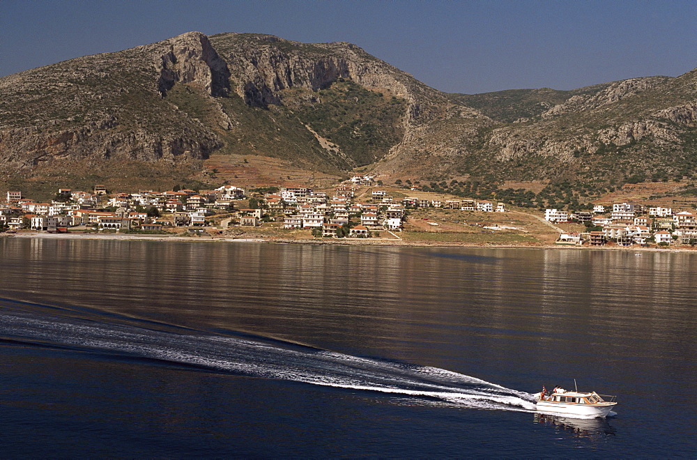 Yefira, the town on the mainland across the bay from Monemvasia, Peloponnese, Greece, Europe