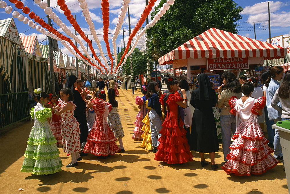 Paseo through grounds, April Fair, Seville, Andalucia, Spain, Europe