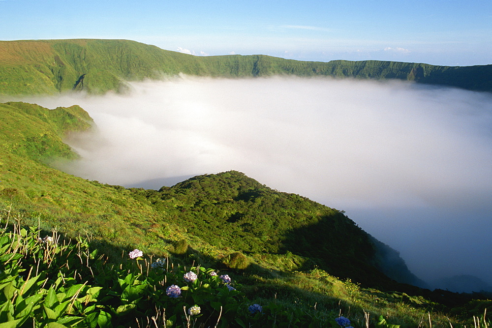 Cloud in crater, Caldeira, Faial, Azores, Portugal, Europe