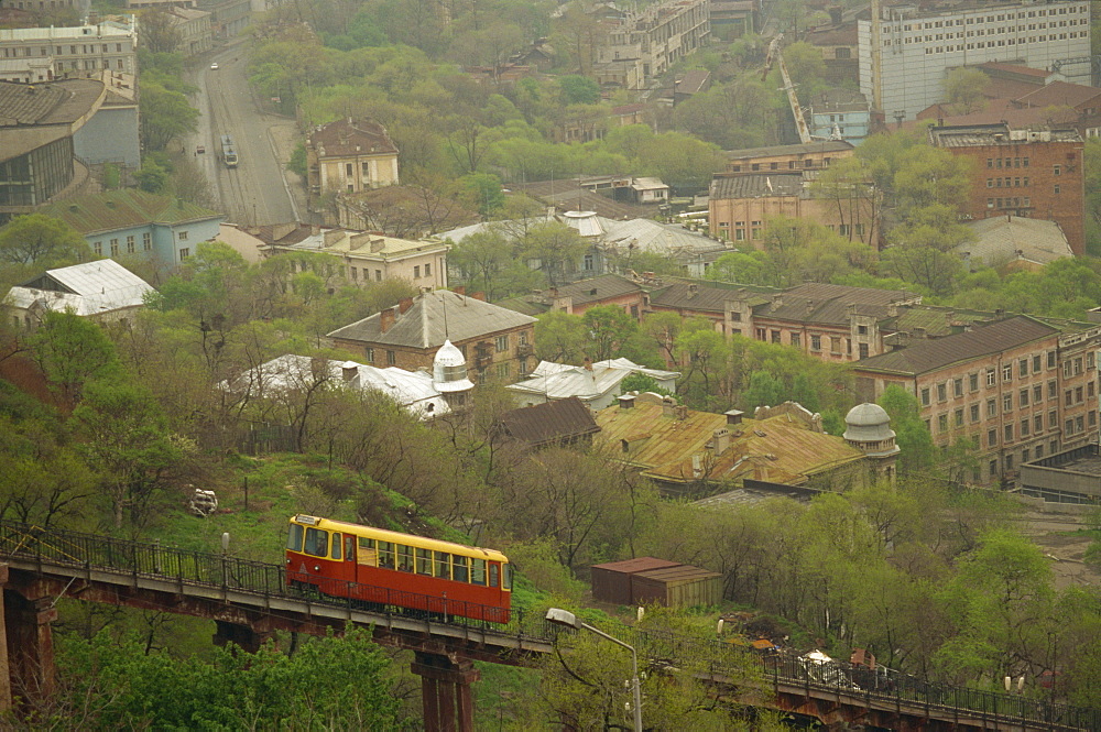 View of city from Eagles Eyrie Hill, Vladivostok, Russia, Europe