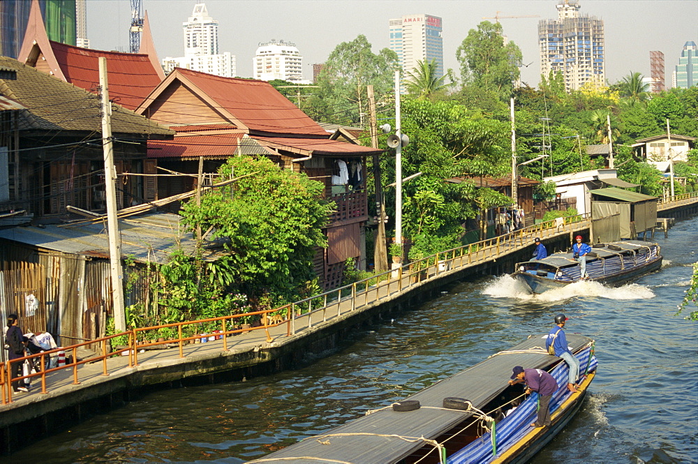 Klong and water taxis, Bangkok, Thailand, Southeast Asia, Asia