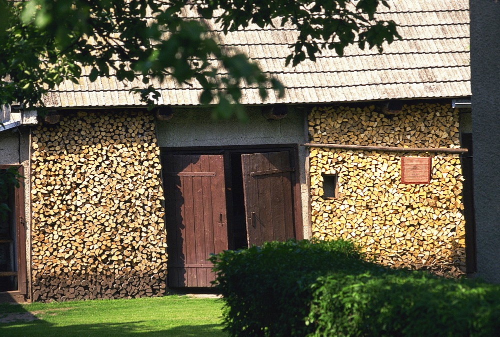 Well appointed woodpile, Biatowieza, Podlasie, Poland, Europe