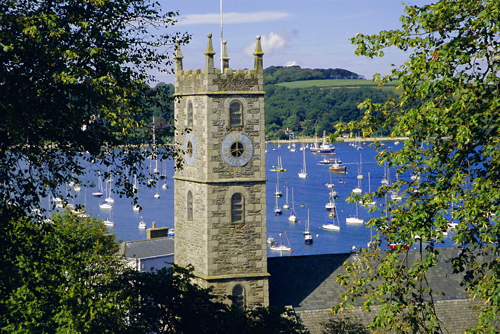 Falmouth church commands view of Carrick Roads, Falmouth, Cornwall, England, UK, Europe