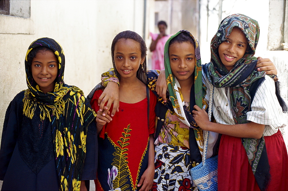 Group of young girls, Mombasa, Kenya, East Africa, Africa