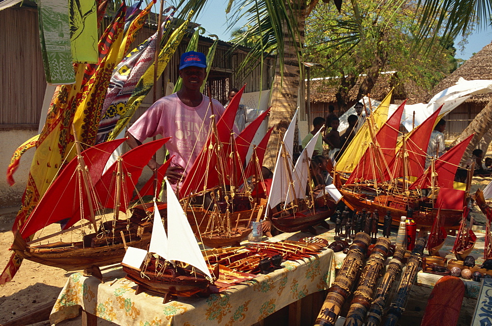 Model boats for sale to tourists, Nosy Komba, Madagascar, Africa