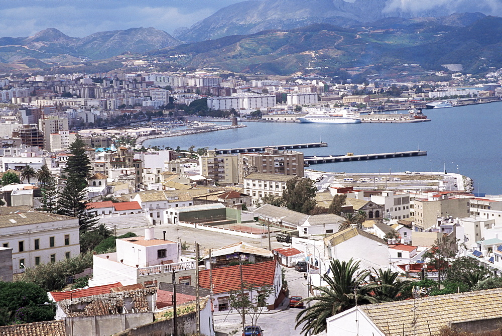 View over port of of the Spanish enclave of Ceuta, Spain, Spanish North Africa, Africa