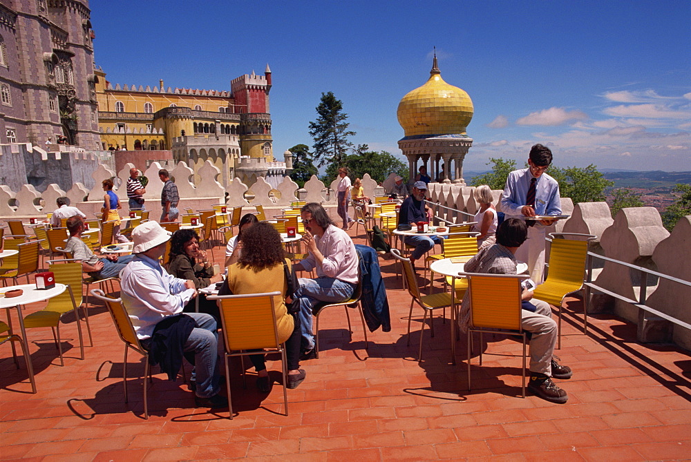 Cafe terrace, Pena National Palace, Sintra, Portugal, Europe