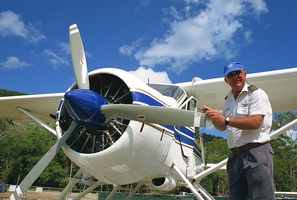 Pilot of Beaver aircraft, Air Whitsundays, Queensland, Australia, Pacific