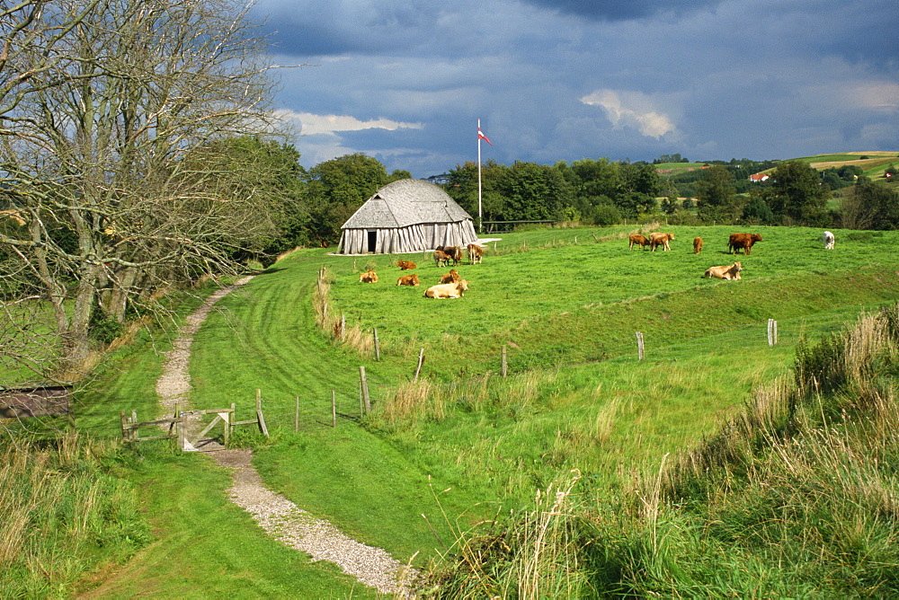 Tenth century Viking fortress site, Fyrkat, Hobro, Jutland, Denmark, Scandinavia, Europe