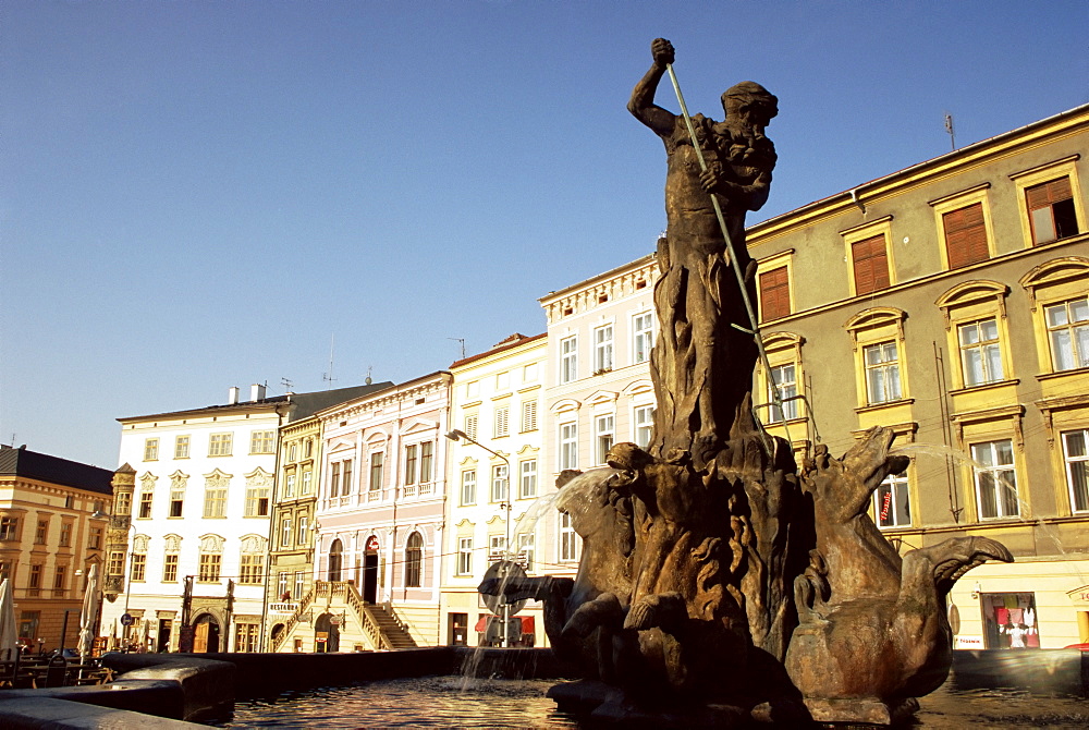 Jupiter fountain dating from 1707 by Vaclav Render in Dolni Namesti (Square), Olomouc, North Moravia, Czech Republic, Europe