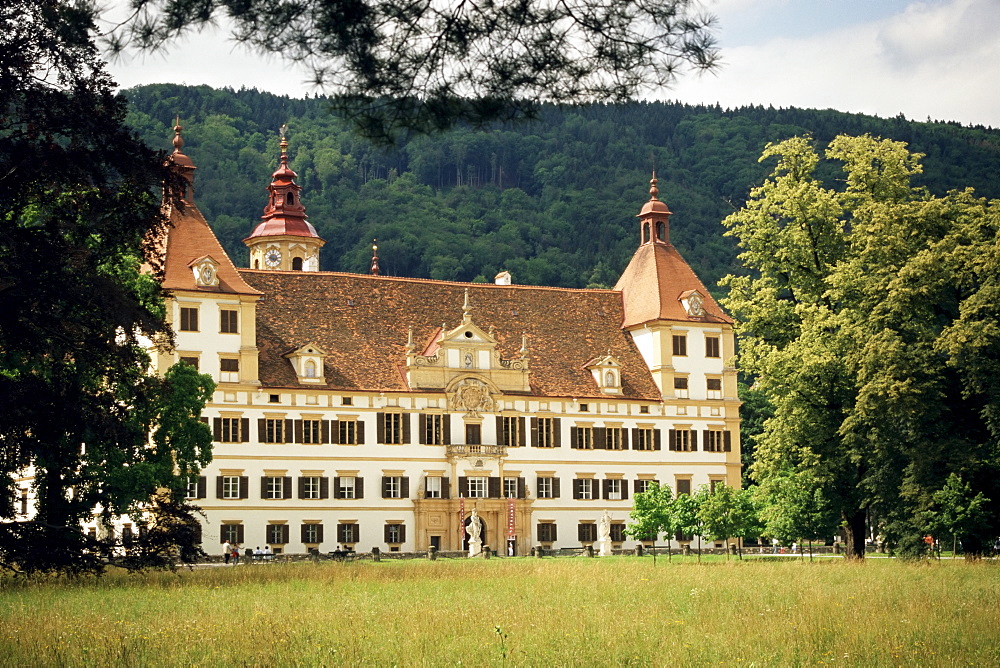 The Baroque Schloss Eggenberg, Italian Pietro de Pomis designed this allegory of universal order, with 24 state rooms, Graz, Styria, Austria, Europe