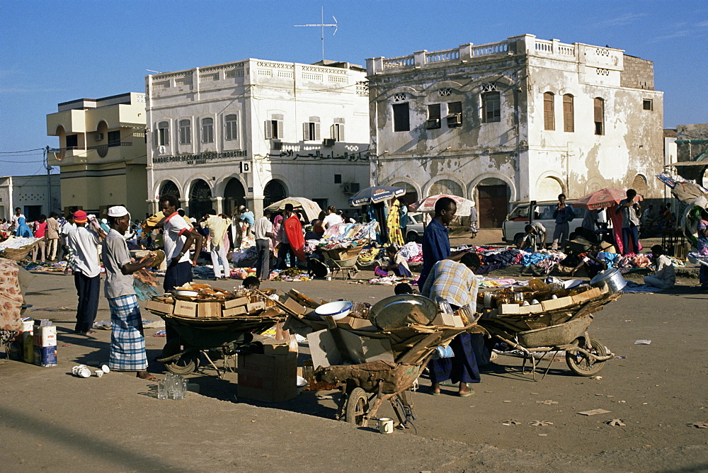 Outdoor bazaar scene, Djibouti City, Djibouti, Africa