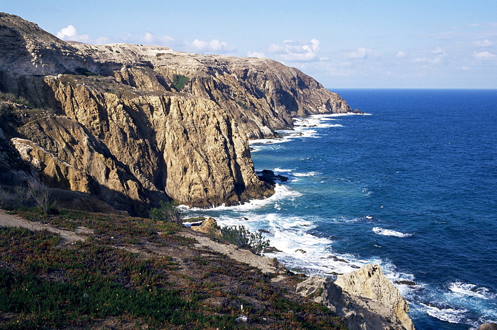 Cliffs of the north central coast of Porto Santo island, off Madeira, Portugal, Atlantic, Europe