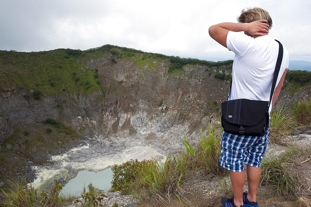 Looking down into the crater of Mount Mahawu active volcano, Sulawesi, Indonesia, Southeast Asia, Asia