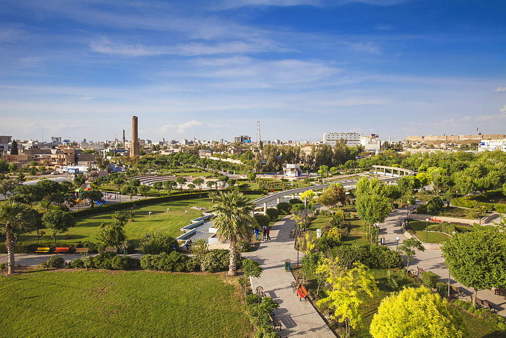 Aerial view of Minare Park, Erbil, Kurdistan, Iraq, Middle East