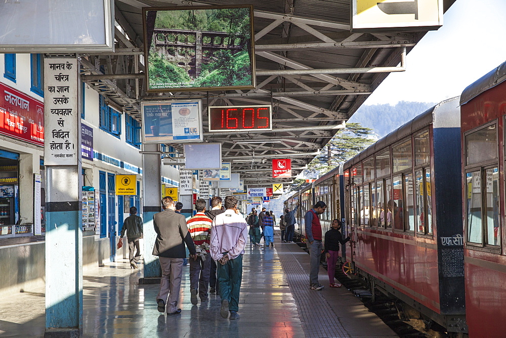 The Himalayan Queen toy train at Shimla railway station, at the end of the Kalka to Shimla Railway, UNESCO World Heritage Site, Shimla (Simla), Himachal Pradesh, India, Asia