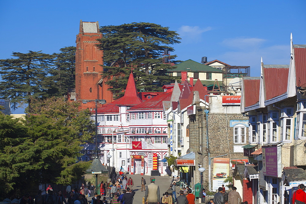 Half-timbered General Post Office, The Ridge, Shimla (Simla), Himachal Pradesh, India, Asia