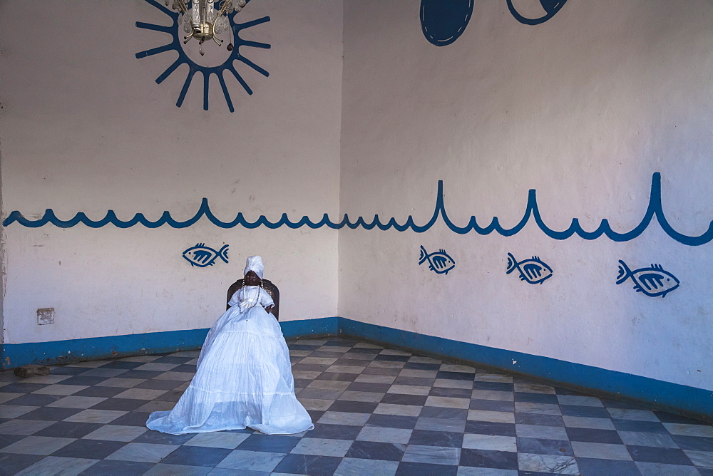 Santeria Doll on altar inside a santeria house, Cuba's principal religion, Yamalla Temple, Trinidad, Cuba, West Indies, Caribbean, Central America