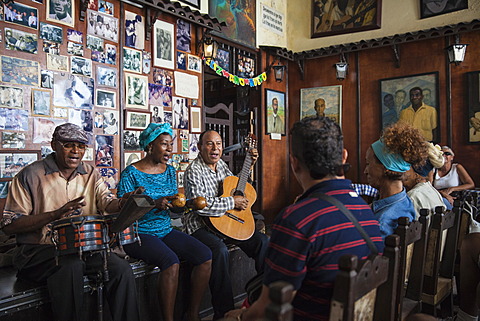 Trova musicians at Casa de La Trova (traditional poetic singing and songwriting house), Historical Centre, Santiago de Cuba, Santiago de Cuba Province, Cuba, West Indies, Caribbean, Central America